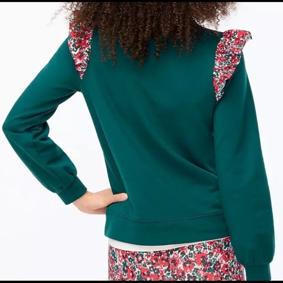J. CREW, Women's Ruffle Shoulder Sweatshirt- NWT- Size M - Color Academic Greens - Picture 4 of 8